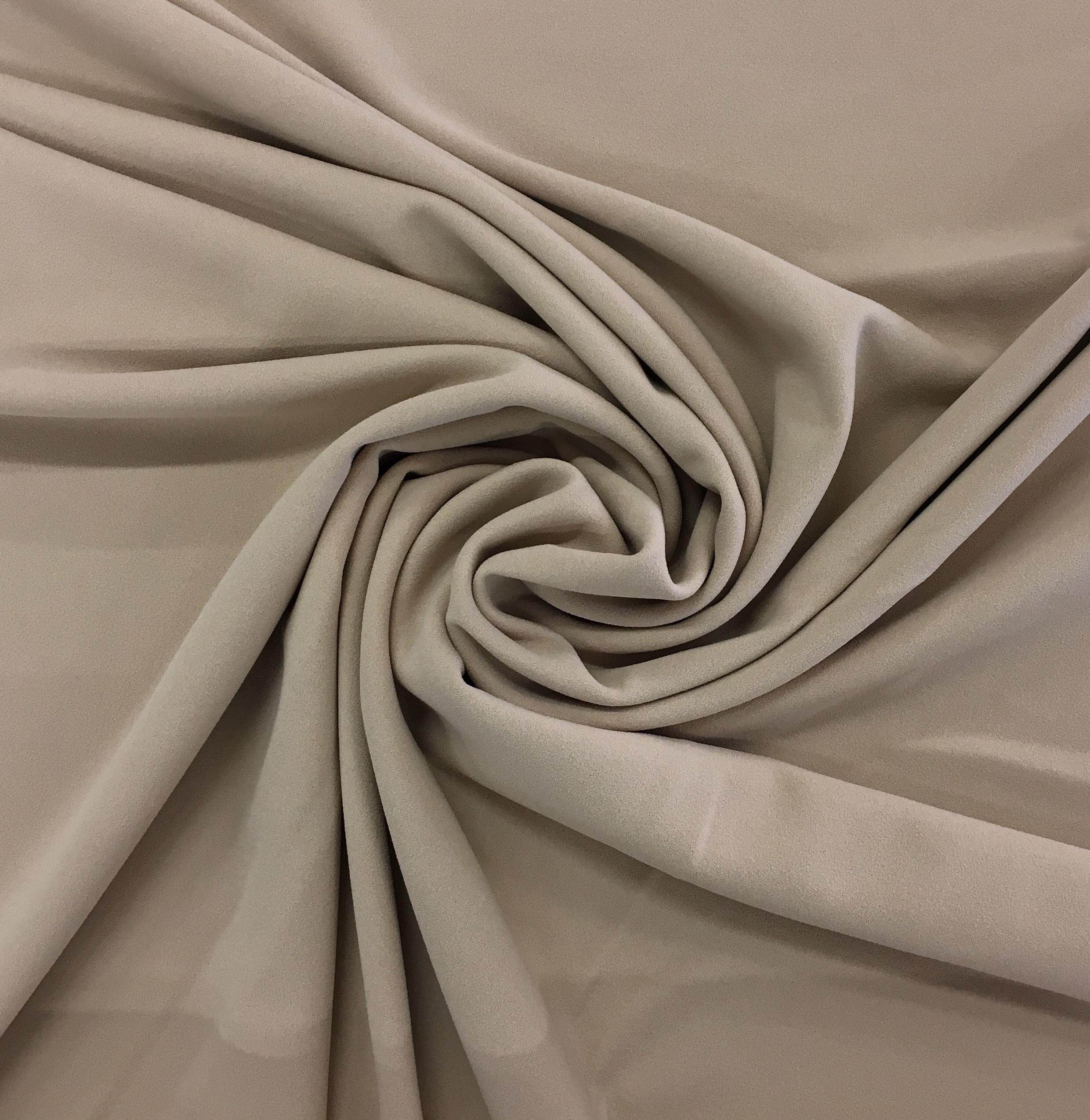 Scuba Crepe Double Jersey Stretch Fabric, Per Metre - Plain - Stone