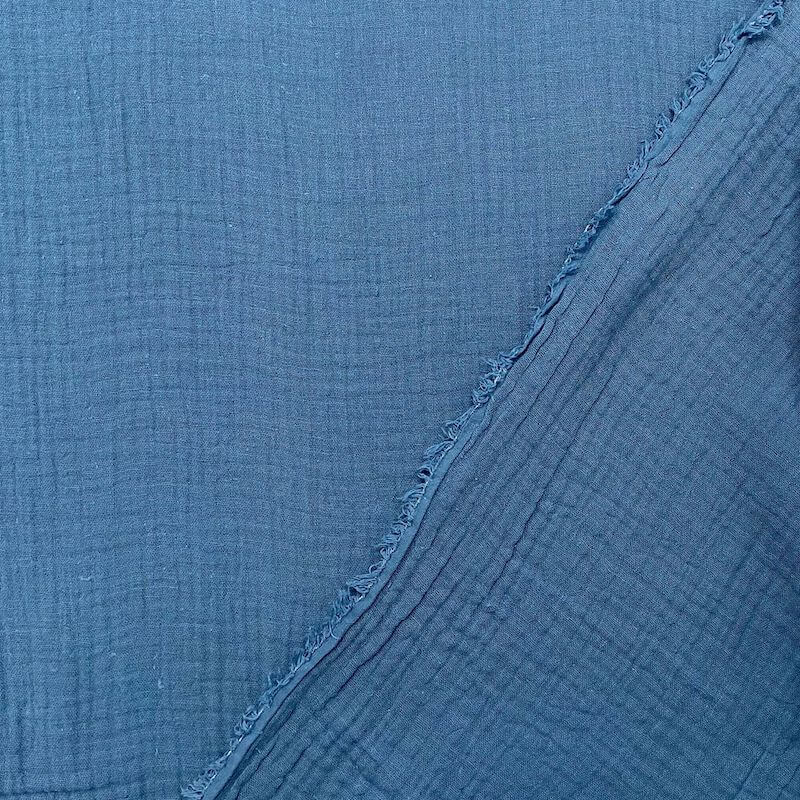 Lightweight 100% Cotton Double Gauze - Denim | 1st For Fabric