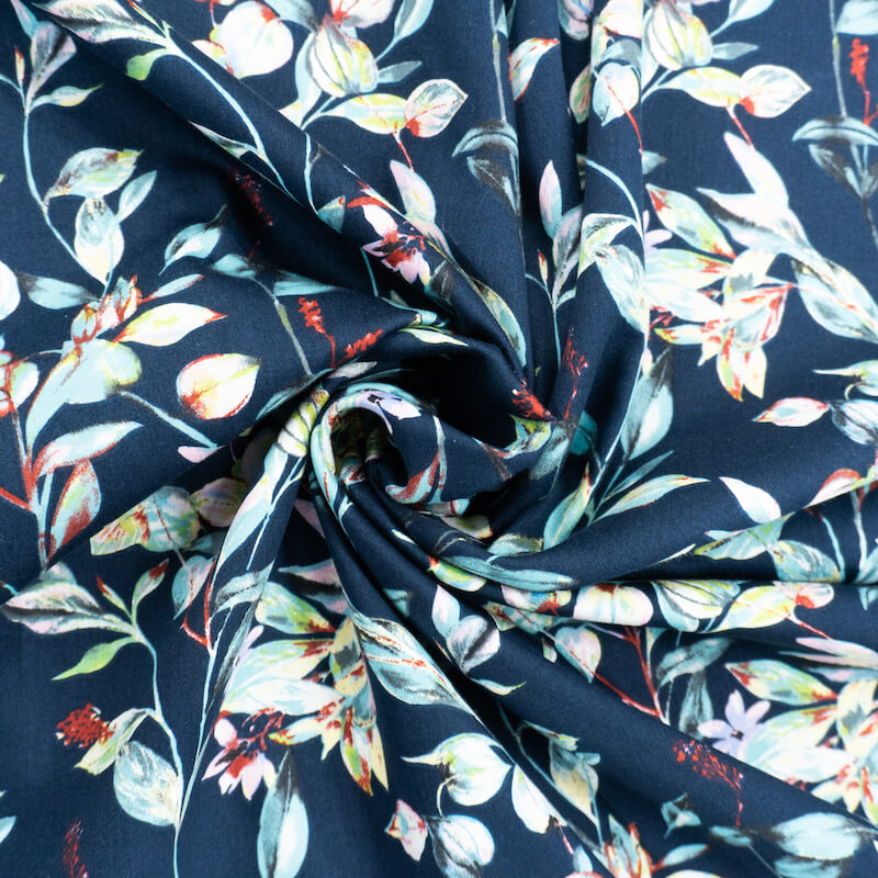 Cotton Sateen – Painted Leaves | 1st For Fabric