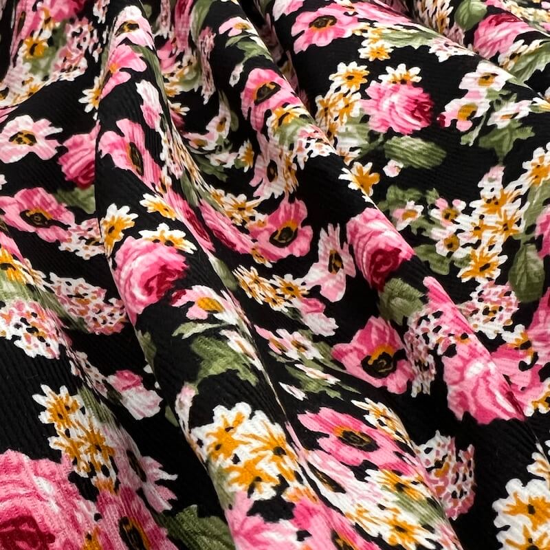 Magenta Flower Printed Rayon Dungaree Dress
