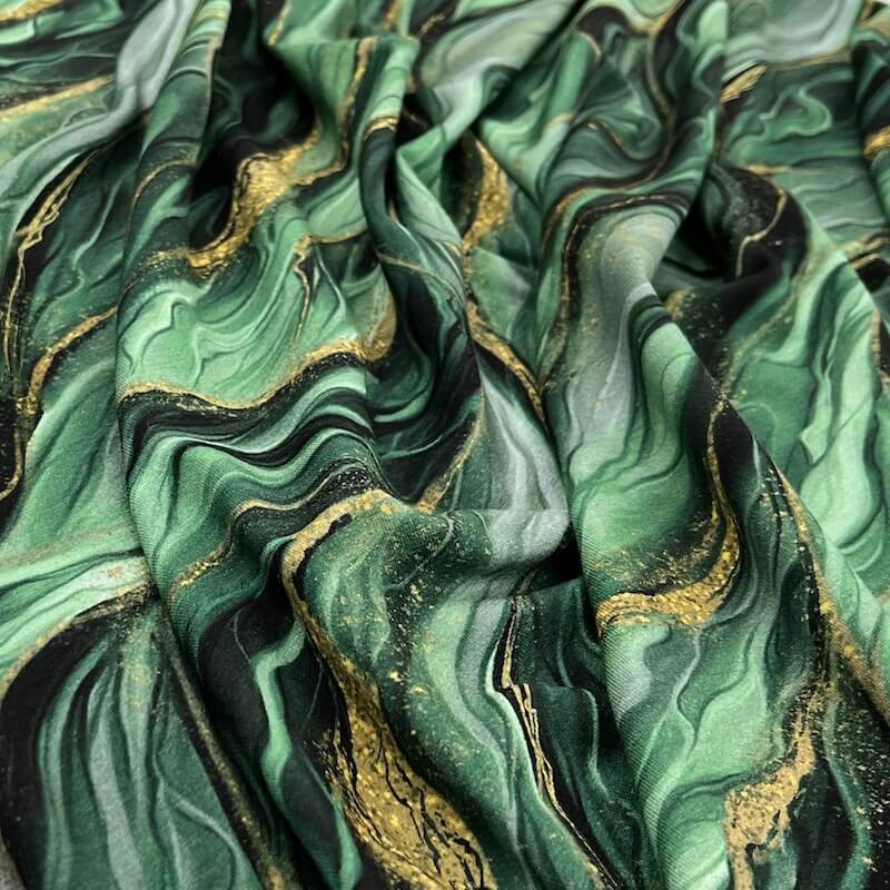 Viscose Jersey – Marble – Green/Gold | 1st For Fabric